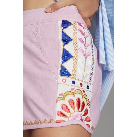 Anthropologie Embroidered Track Shorts - Picture 2 of 10